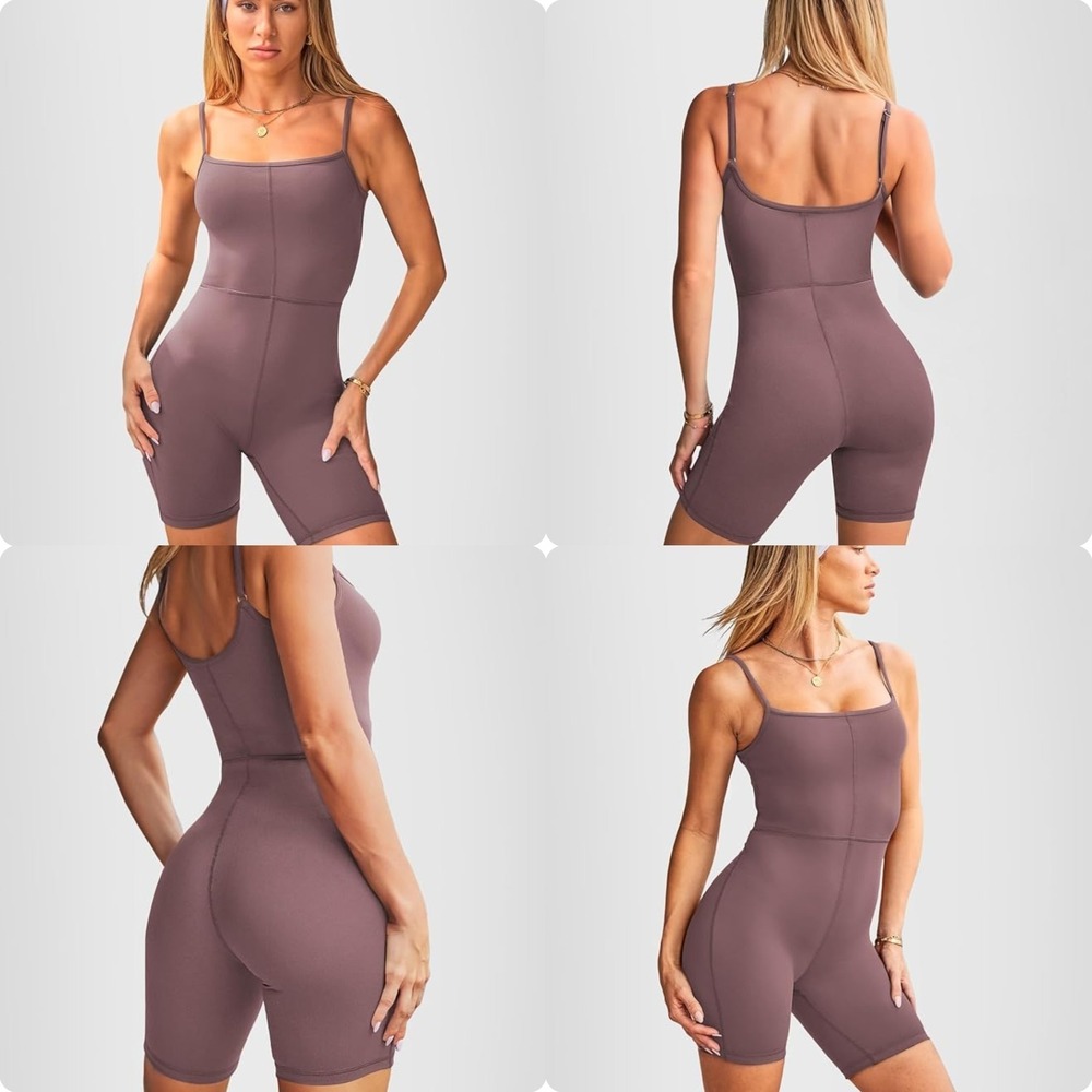 Automet Jumpsuits Women S Muted Brown Sexy Unitard Bodysuit Workout Yoga Rompers